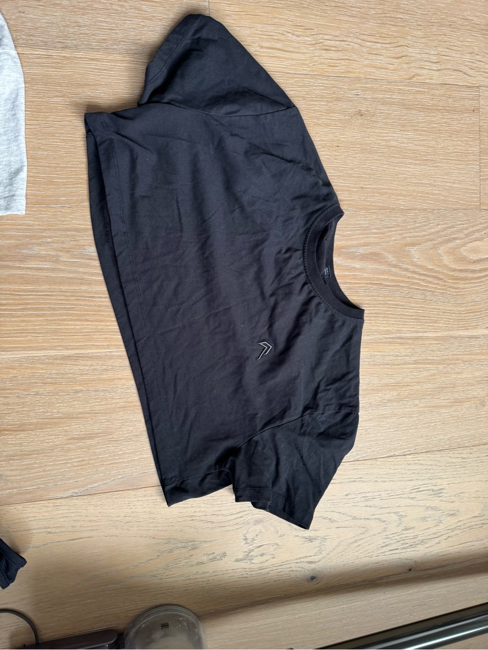 Oner active Black Cropped Tee with Subtle Chevron Logo